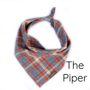 Plaid Dog Bandana: Gray, Orange, and Gold Flannel