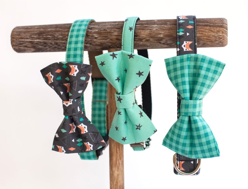 Dog Collar Bow tie Package -You choose any fabric! Mix and Match- bow tie dog collar, girl dog collar, boy dog collar, bow tie, dog bow tie image 3