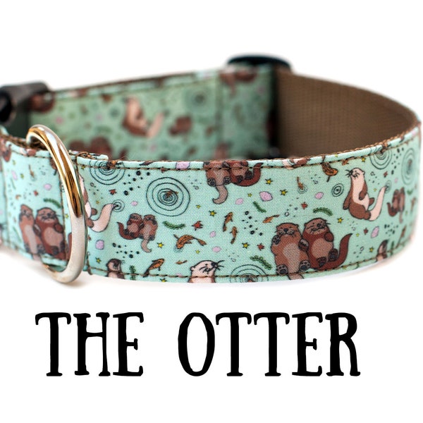 Sea Otter dog collar, ocean dog collar, outdoor dog collar, otter dog collar, dog collar girl, dog collar boy, aqua dog collar, sea life