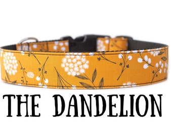 Dandelion Dog Collar, floral dog collar, girl dog collar, flower dog collar, dog collars for girls, summer dog collar, fall dog collar