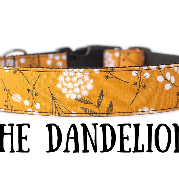 Dandelion Dog Collar, floral dog collar, girl dog collar, flower dog collar, dog collars for girls, summer dog collar, fall dog collar