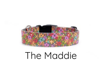 Floral Dog Collar, girl dog collar, rainbow floral dog collar, flower dog collar, dog collars for girls, pink floral dog collar