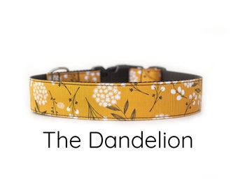 Dandelion Dog Collar, floral dog collar, girl dog collar, flower dog collar, dog collars for girls, summer dog collar, fall dog collar