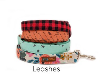 Guia personalizada em tecido de algodão para cães - Opções de comprimento e largura personalizadas | Combine com a estampa da coleira do seu cão!