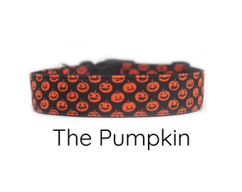 Pumpkin dog collar, Halloween dog collar, spooky dog collar, carved pumpkin dog collar, girl dog collar, boy dog collar, orange dog collar
