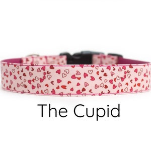 Heart dog collar, valentine dog collar, valentines day dog collar, girl dog collar, cupid dog collar, pink dog collar, pink hearts collar
