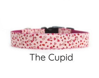 Heart dog collar, valentine dog collar, valentines day dog collar, girl dog collar, cupid dog collar, pink dog collar, pink hearts collar