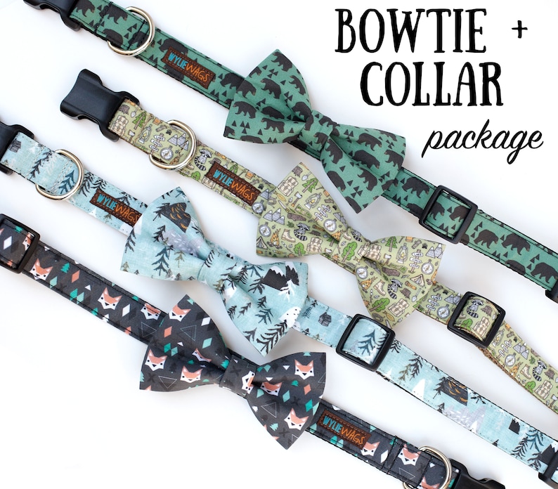 Dog Collar Bow tie Package You choose any fabric Mix and Etsy