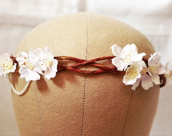 flower hair crown | cherry blossom wreath | spring hair accessory | floral hair wreath | nature headband | beaded accent tiara | bridal hair