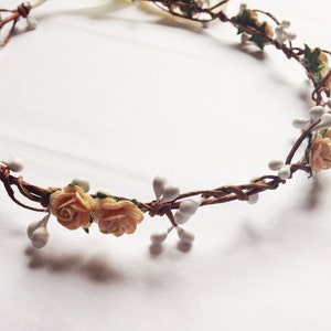 gold rose hair crown wedding bridal hairpiece boho hippie wreath festival headband flower headpiece spring wedding bridal garland image 4