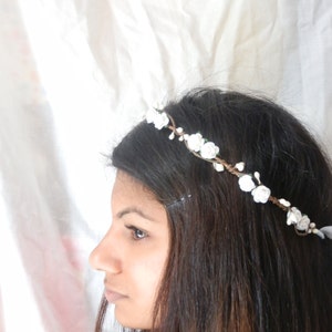 white rose flower crown berry hair garland bridal wedding hair accessories ivory hairpiece floral headband rose tiara flower image 1