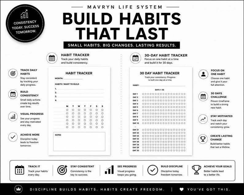 90-Day Goal Planner | Printable Planner PDF | Daily & Weekly Planner | Habit Tracker | Productivity Planner | Digital Download image 5