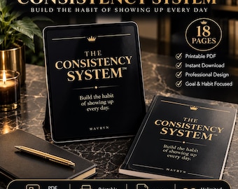 The Consistency System™ | Printable Daily Planner & Habit Tracker | 18 Page Productivity Workbook | Goal Planner PDF | Digital Download