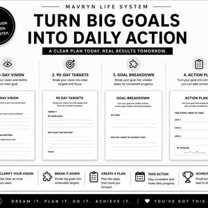 90-Day Goal Planner | Printable Planner PDF | Daily & Weekly Planner | Habit Tracker | Productivity Planner | Digital Download image 3