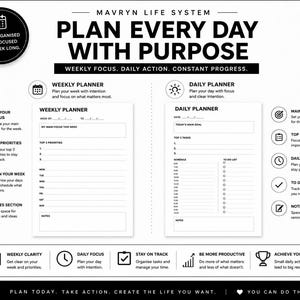 90-Day Goal Planner | Printable Planner PDF | Daily & Weekly Planner | Habit Tracker | Productivity Planner | Digital Download image 4
