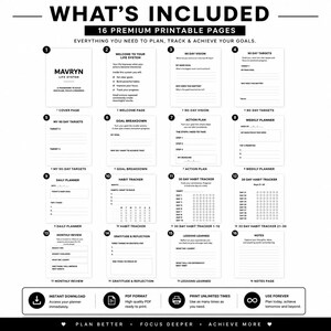 90-Day Goal Planner | Printable Planner PDF | Daily & Weekly Planner | Habit Tracker | Productivity Planner | Digital Download image 2