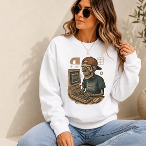 Skeleton Computer Shirt, Death Metal Coding Tee for Programmers, Funny Retro Gaming Gift for Software Developers, Unisex Sweatshirt
