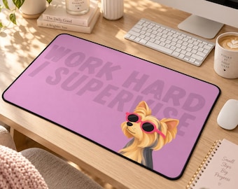 Desk Mat de Perros Varias Razas y Colores, Work Hard I Supervise, Alfombrilla de Escritorio, Regalo para Amantes de Perros