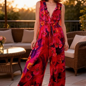 Vintage 1970s KiMos Polynesian Shop Floral Romper Made In Hawaii