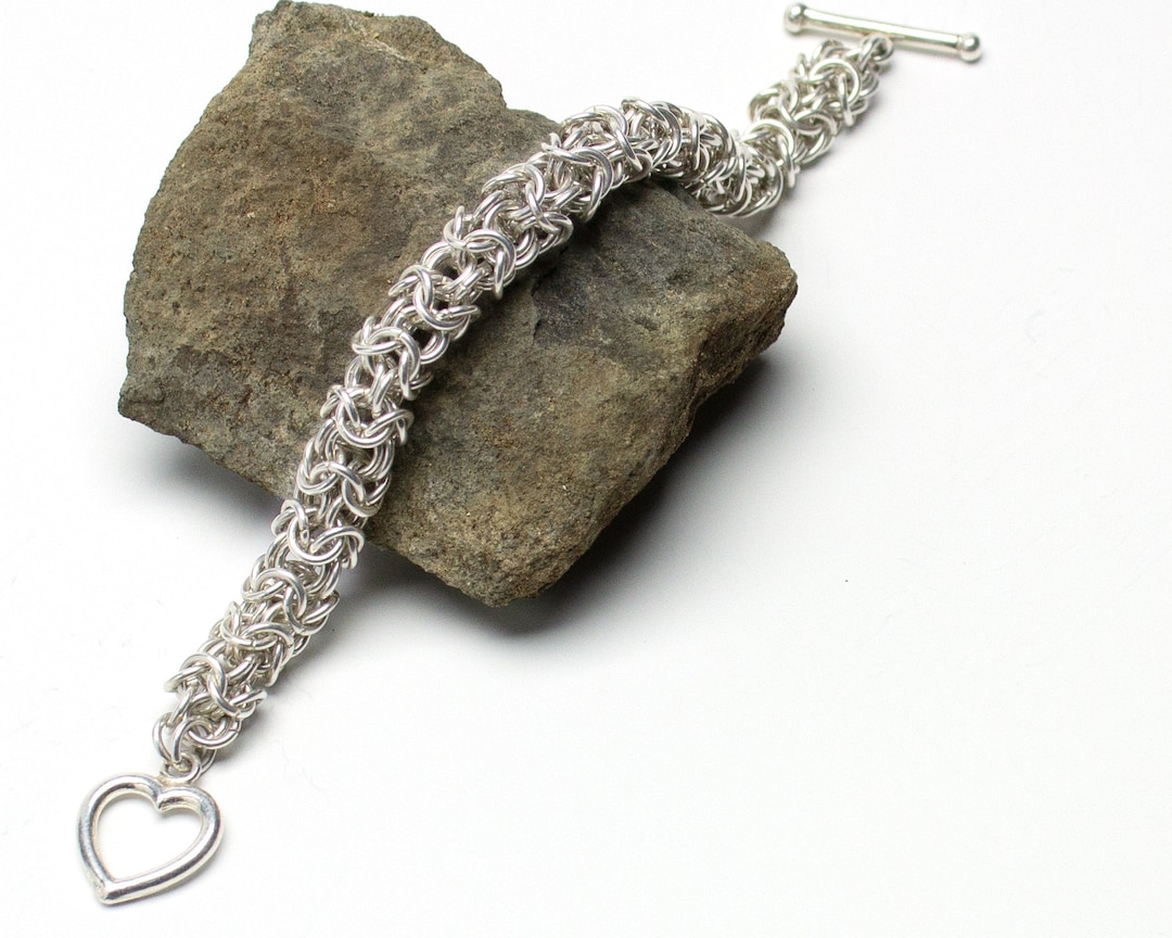Heavy Sterling Silver Chain Bracelet, Unisex Rope Round Boho Heavy Sterling Silver Chain Bracelet, Unisex Rope Round Boho