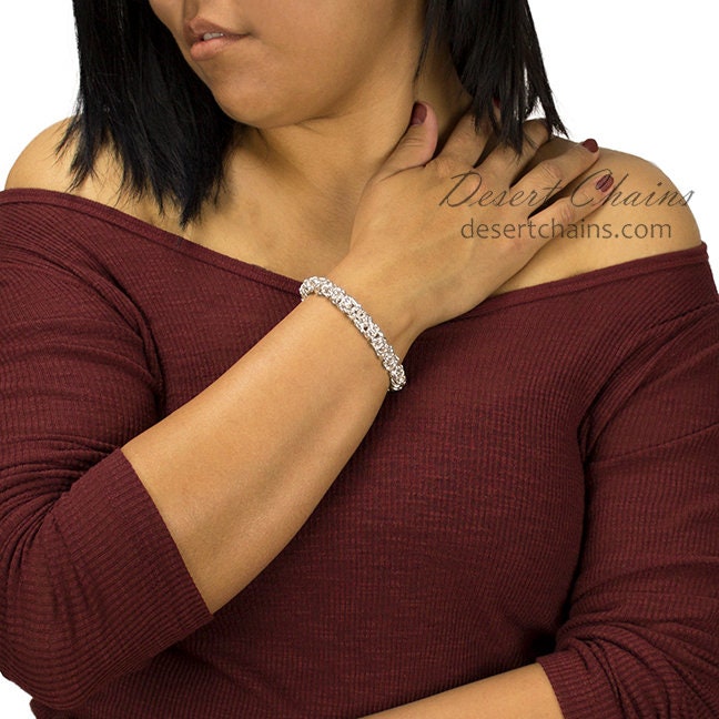 Heavy Sterling Silver Chain Bracelet, Unisex Rope Round Boho Heavy Sterling Silver Chain Bracelet, Unisex Rope Round Boho