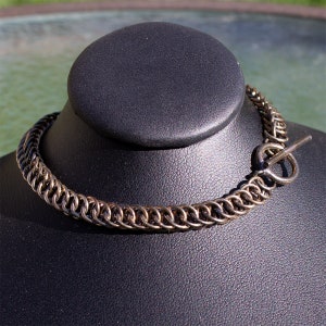 Antiqued sterling silver chain bracelet, chain link chainmaille jewelry for men or women image 3