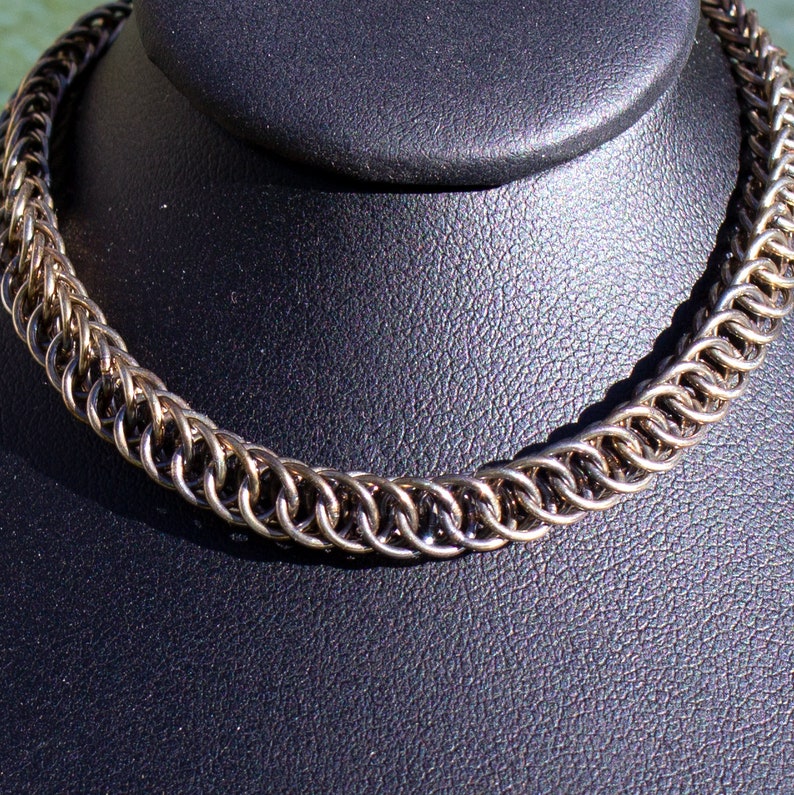 Antiqued sterling silver chain bracelet, chain link chainmaille jewelry for men or women image 4