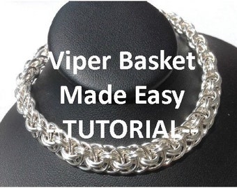 Easy chainmaille instructions for Viper Basket weave, easy Chainmaille tutorial, Jewelry design and instructions, PDF download