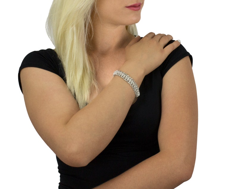 Silver bracelet celtic design, statement jewelry in 925 sterling, large links image 5