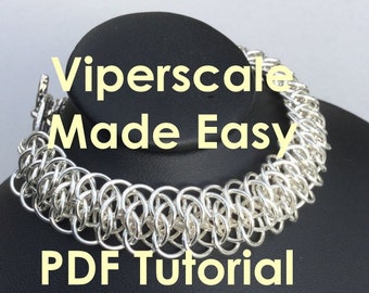 Easy Chainmaille instructions for Viperscale, Chain Maille Jewelry Tutorial, Jewelry instructions and pattern, PDF Download