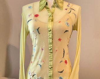 90s Vivienne Tam Sheer Chinese Characters Kimono Top - Etsy