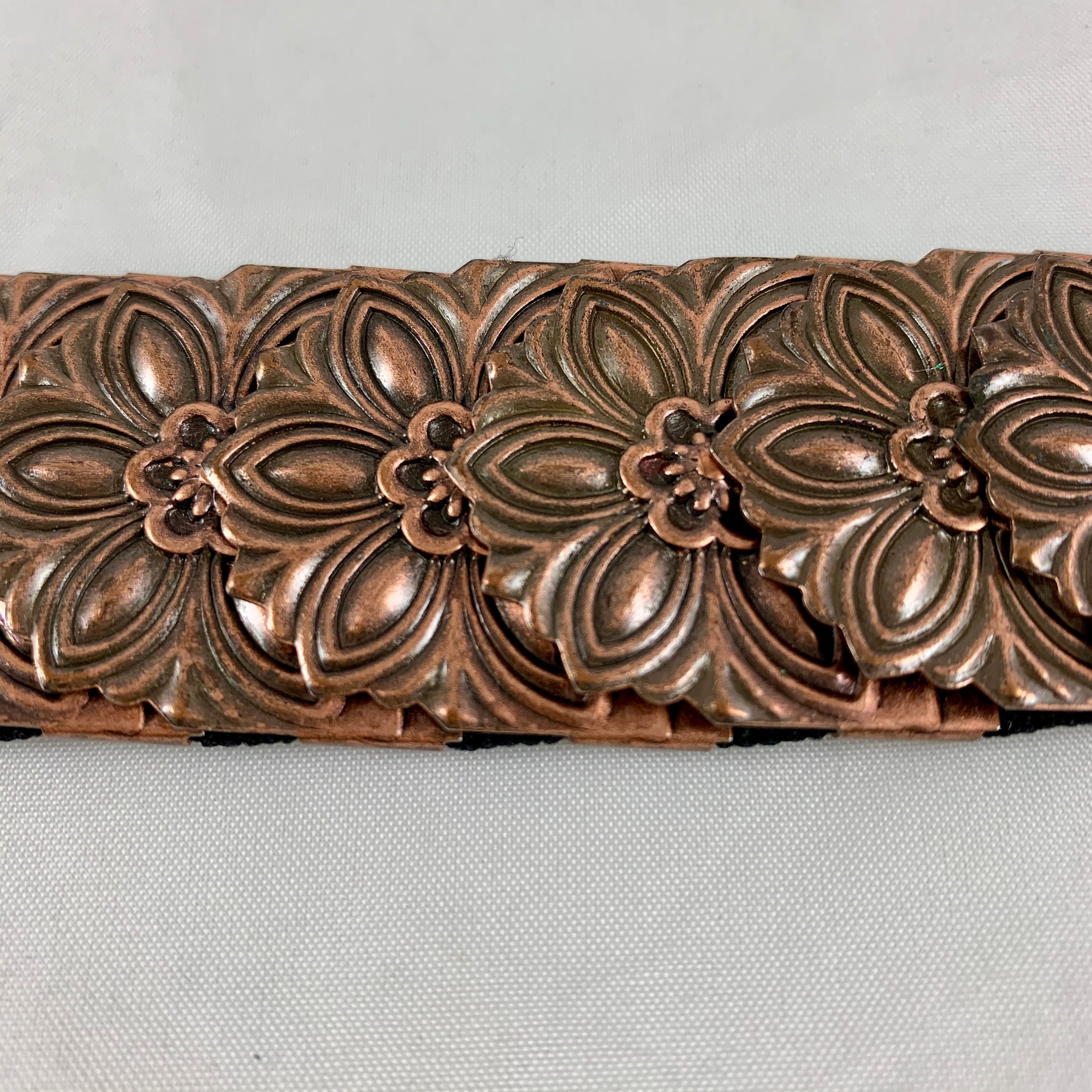 1970s Era Copper-tone Snake Scale Metal and Crystal Jeweled  display picture 1