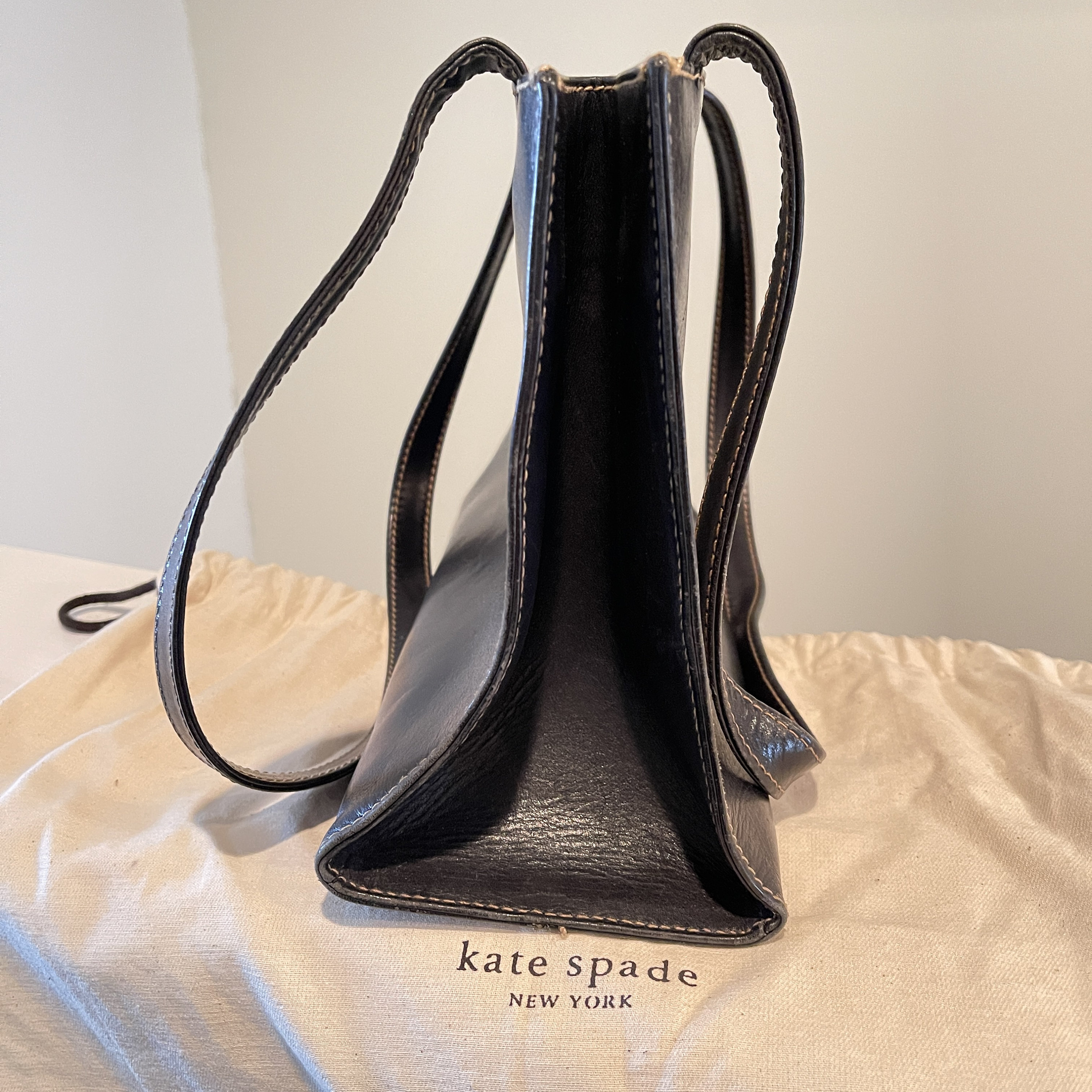 1993 Premiere Collection Kate Spade New York Black Leather Tote