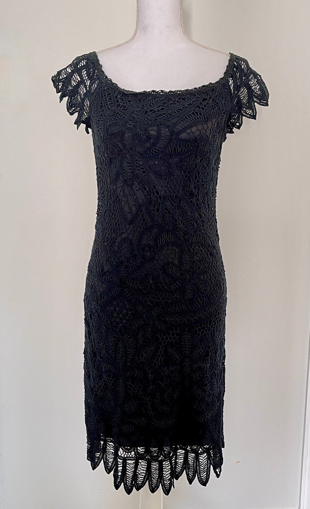 vivienne tam lace dress Vintage 1990s Vivienne Tam Black Cotton Lace Dress
