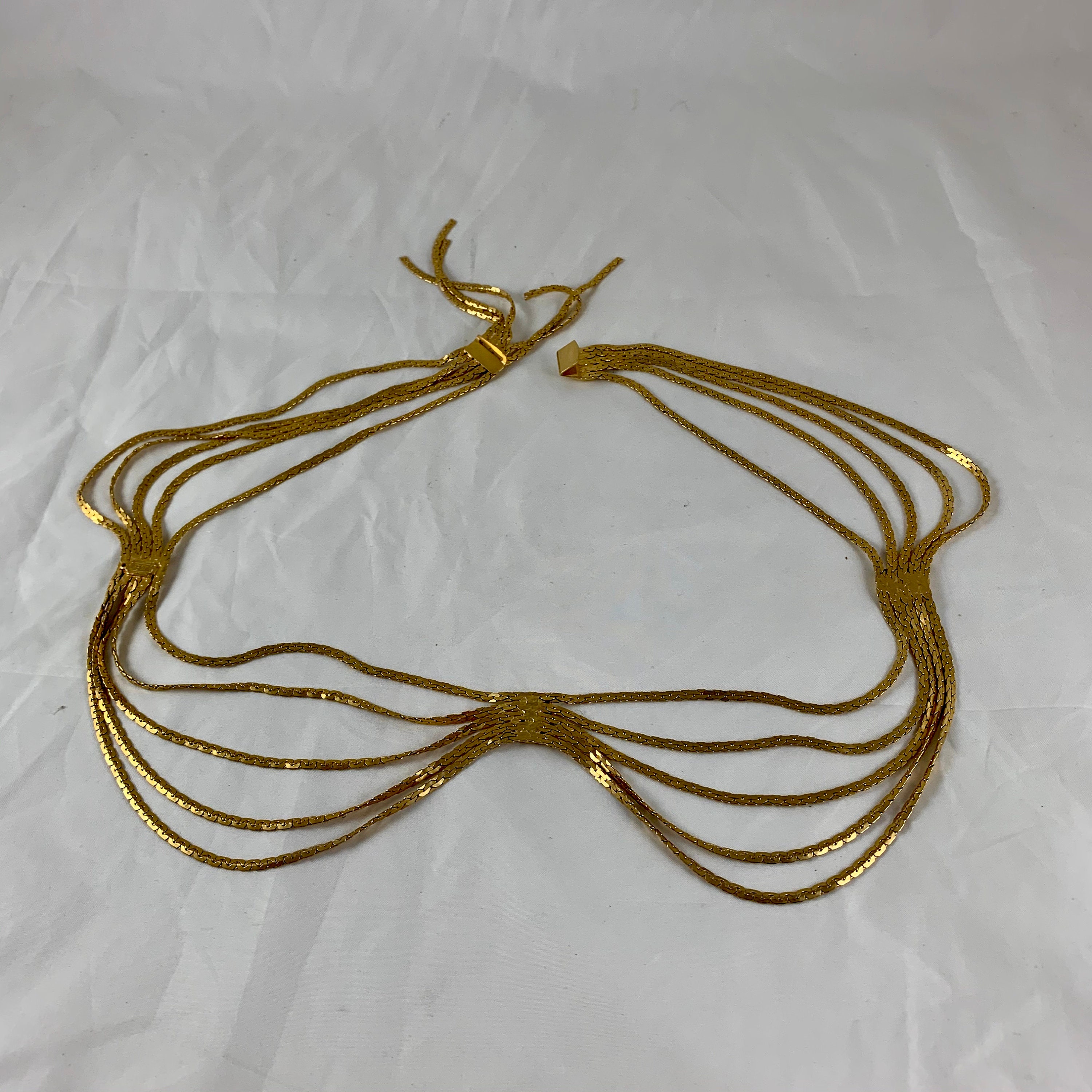 Christian Dior Signed 1960s Snake Chain Gold-tone Metal 
