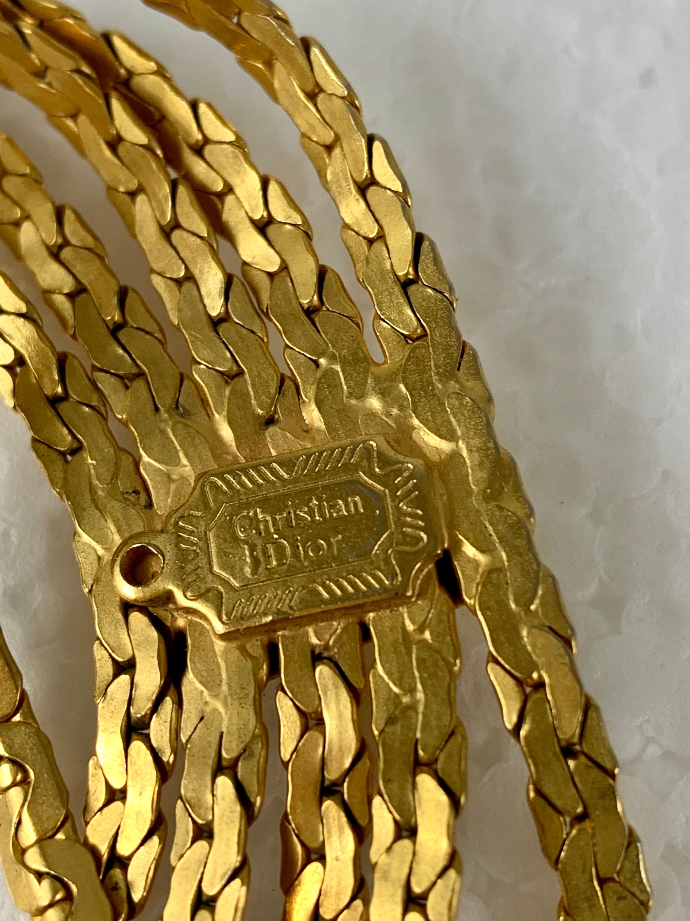 Christian Dior Signed 1960s Snake Chain Gold-tone Metal  display picture 2