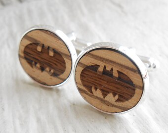 Real Wood Cufflinks /& Solid Zebra Wood Gift Box with free personalisation