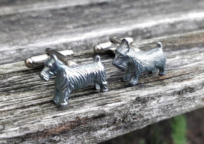 Christmas Unique Birthday Gift Groomsmen Gift Dog Cufflinks Anniversary Terrier Cufflinks Silver