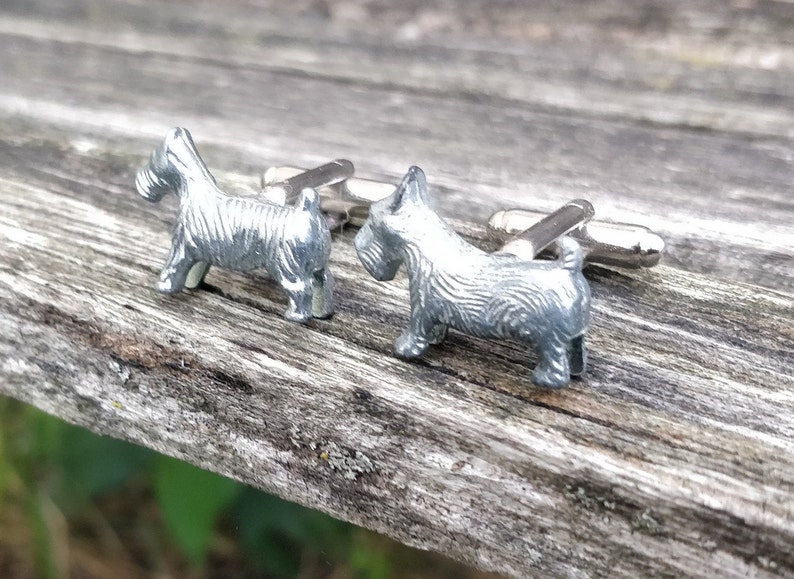 Christmas Unique Birthday Gift Groomsmen Gift Dog Cufflinks Anniversary Terrier Cufflinks Silver