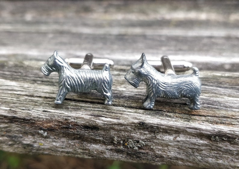 Christmas Unique Birthday Gift Groomsmen Gift Dog Cufflinks Anniversary Terrier Cufflinks Silver