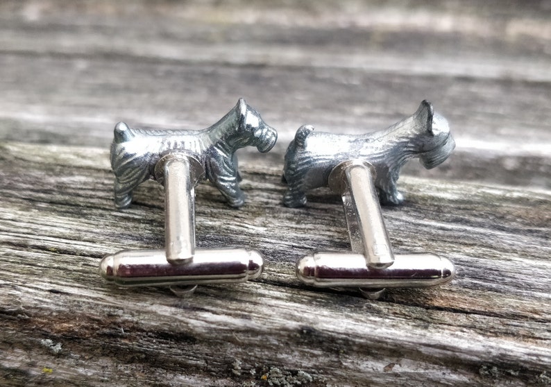 Christmas Unique Birthday Gift Groomsmen Gift Dog Cufflinks Anniversary Terrier Cufflinks Silver