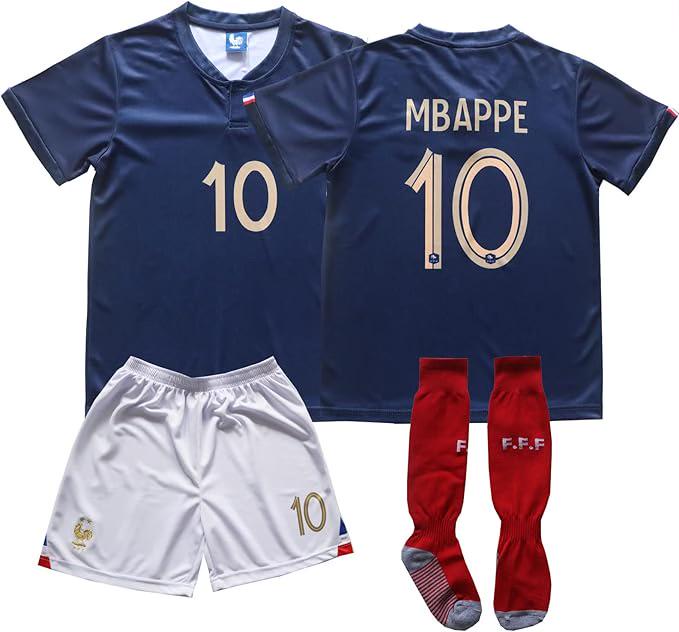Mbappé France Kids Football Kit World Cup- Full Set with Jersey, Shorts & Socks