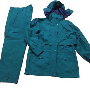 Vintage windbreaker jacket set water proof hooded women's Eddie Bauer green size XL