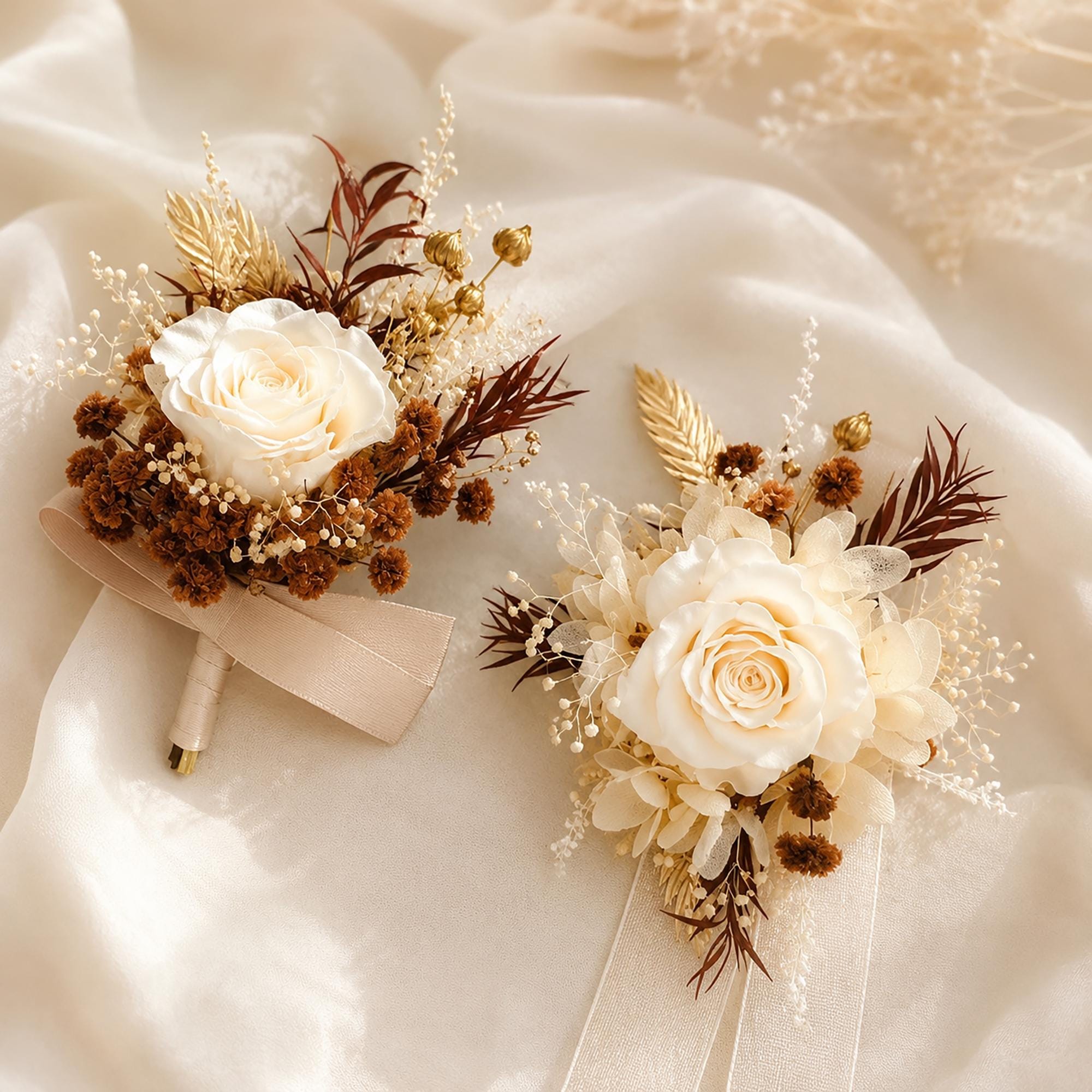 corsage for brown dress and Cream Size:US 8 / UK 12 / EU 38