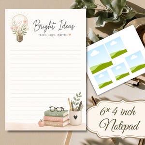 Bright Ideas Teacher Notepad | Teacher Gift | Cute Teacher Stationery | Teacher Appreciation Gift | 4x6 Writing Pad