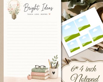 Bloc de notas para profesores con ideas brillantes / Regalo para profesores / Material de papelería bonito para profesores / Regalo de agradecimiento para profesores / Bloc de notas de 4x6