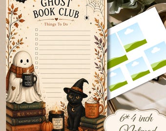 Ghost Book Club Notepad Printable, Halloween To Do List, Cute Ghost Notepad, Fall Planner Page, Pumpkin Checklist, Instant Download