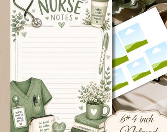 Nurse Notepad | Stethoscope Design, Nature Inspired Lined Stationery (Digital Download)