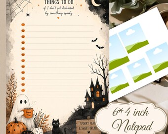 Halloween Notepad Printable PDF, Spooky To Do List, Cute Ghost Notepad, Fall Planner Page, Pumpkin Checklist, Instant Download, Bundle Deal