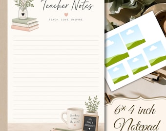 Teacher Notepad | Neutral Writing Paper | Watercolor Stationery | 4x6 Inch Writing Paper